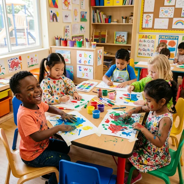 Kids doing arts and crafts